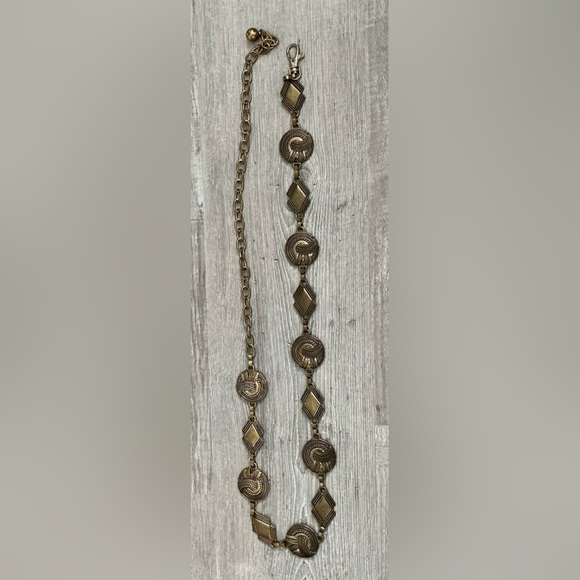 Concho Metal Chain Belt Bronze Tone Metal with Extended Chain - Picture 2 of 7